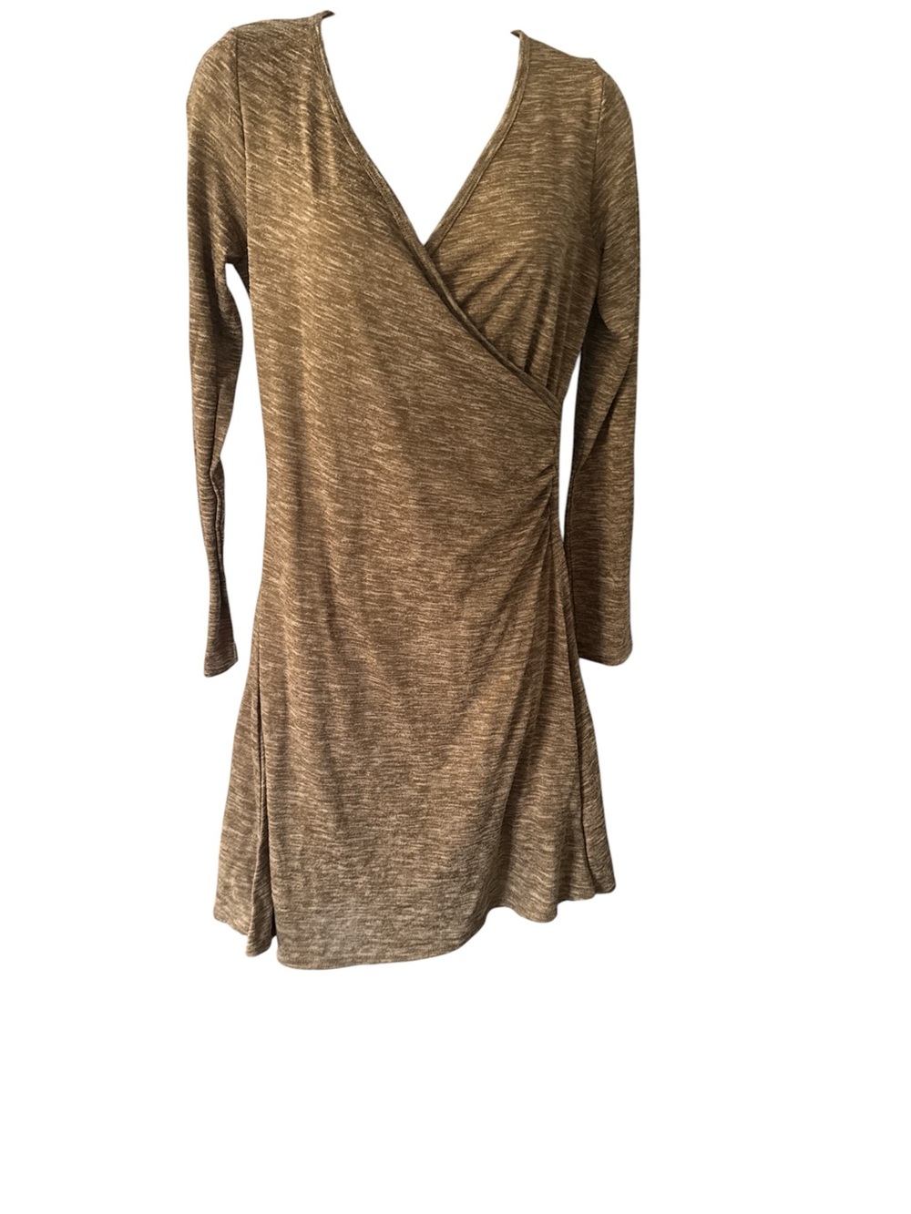 Prana Long Sleeve Wrap Dress in Heathered Olive